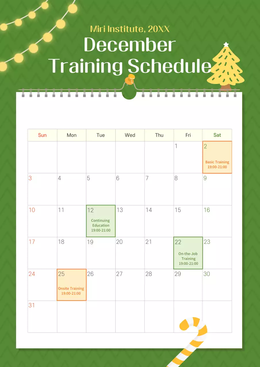 Simple green and yellow calendar appointment planner