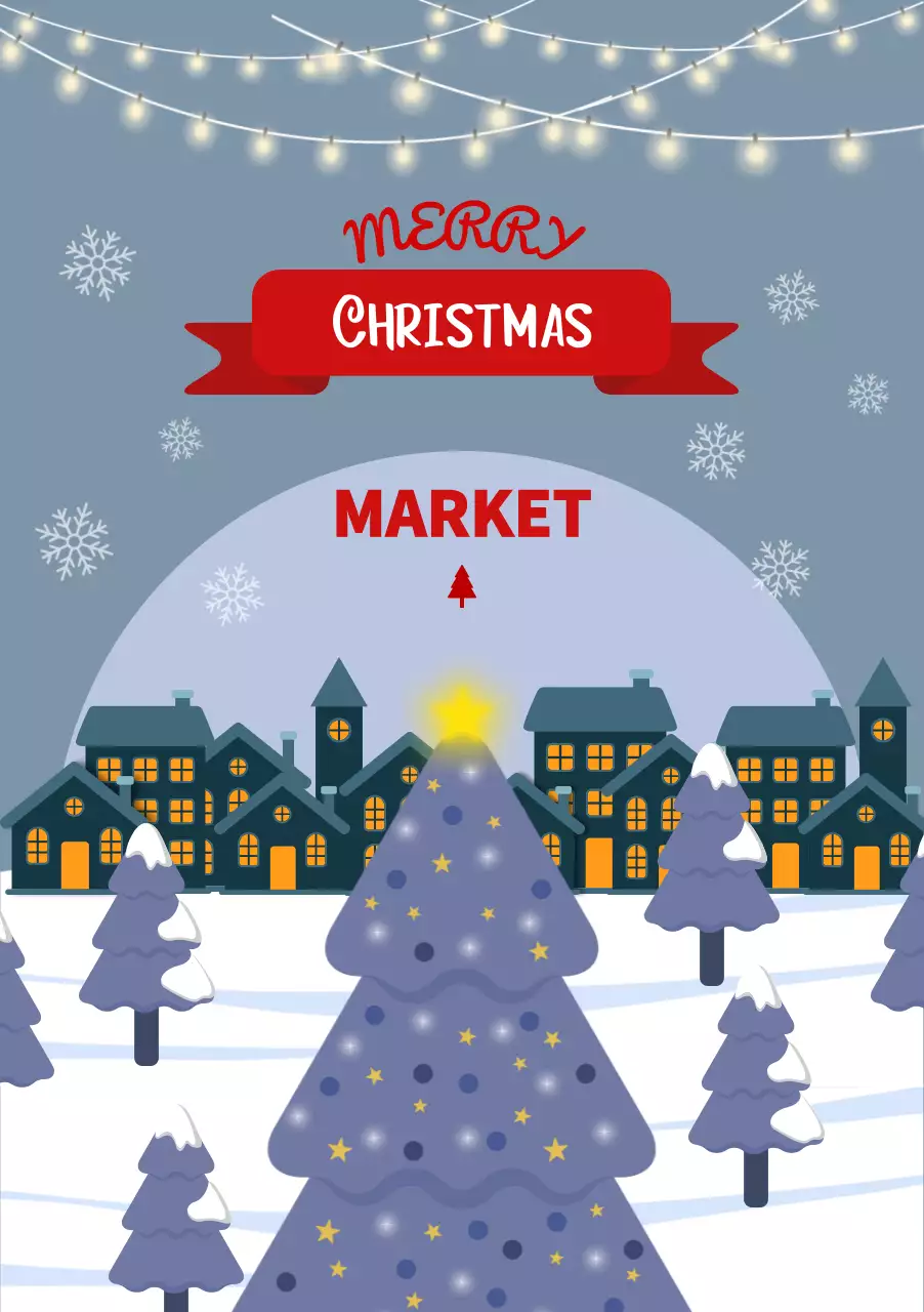 파랑색의 감성적인 크리스마스 마켓 홍보