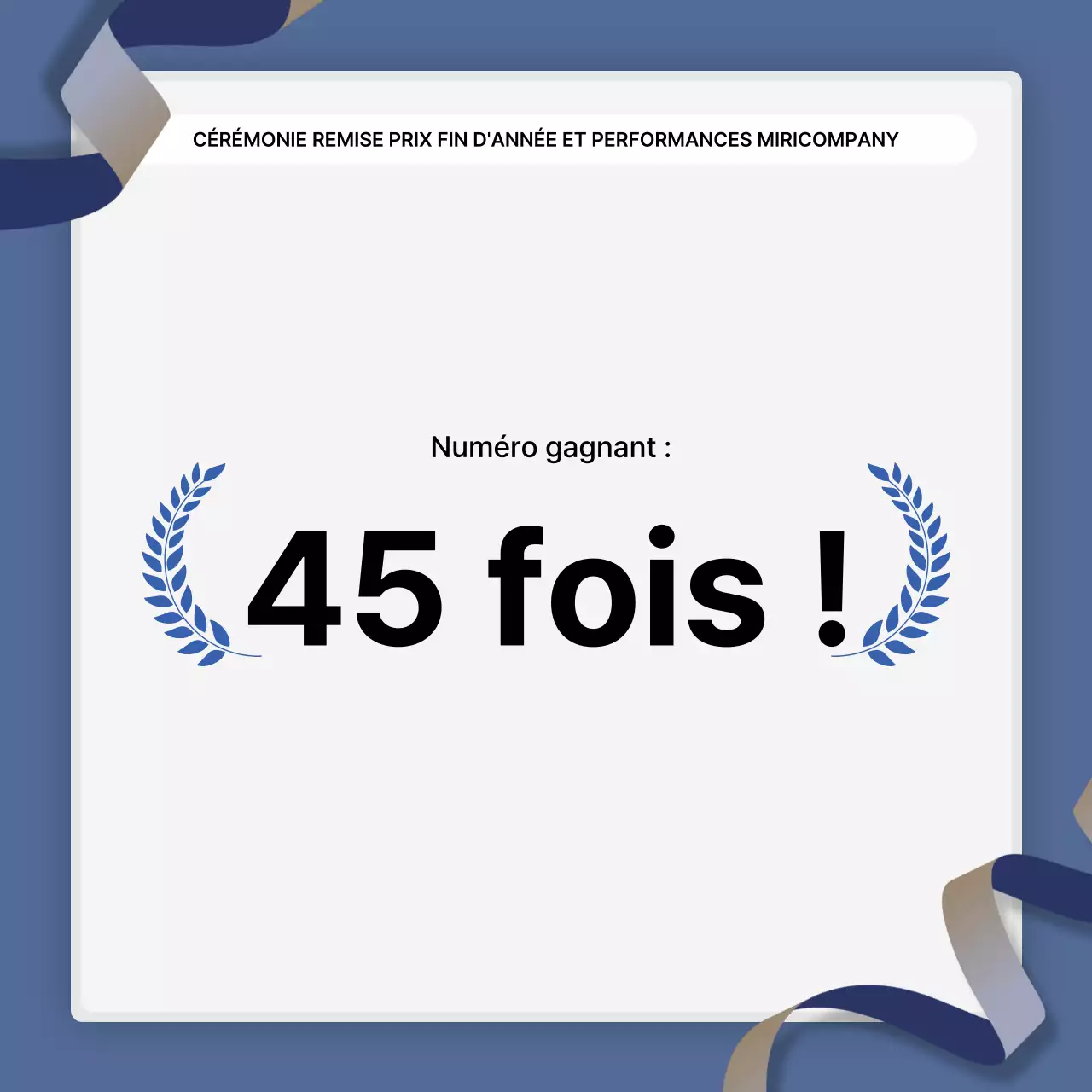 Une présentation simple des performances en bleu et blanc et un rapport sur les événements de fin d'année