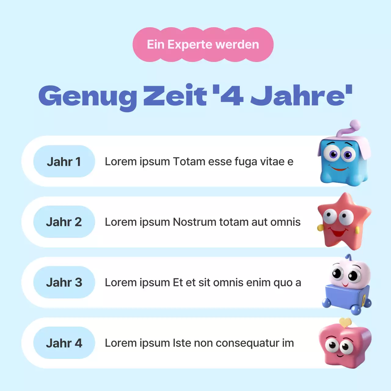 Ein einfaches rosa und hellblaues Farbschema zur Einführung der Abteilung