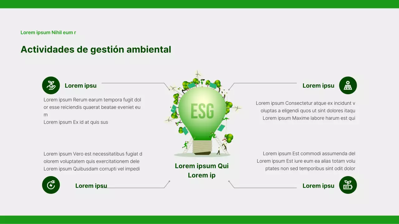 Un sencillo informe de responsabilidad social corporativa en verde y gris
