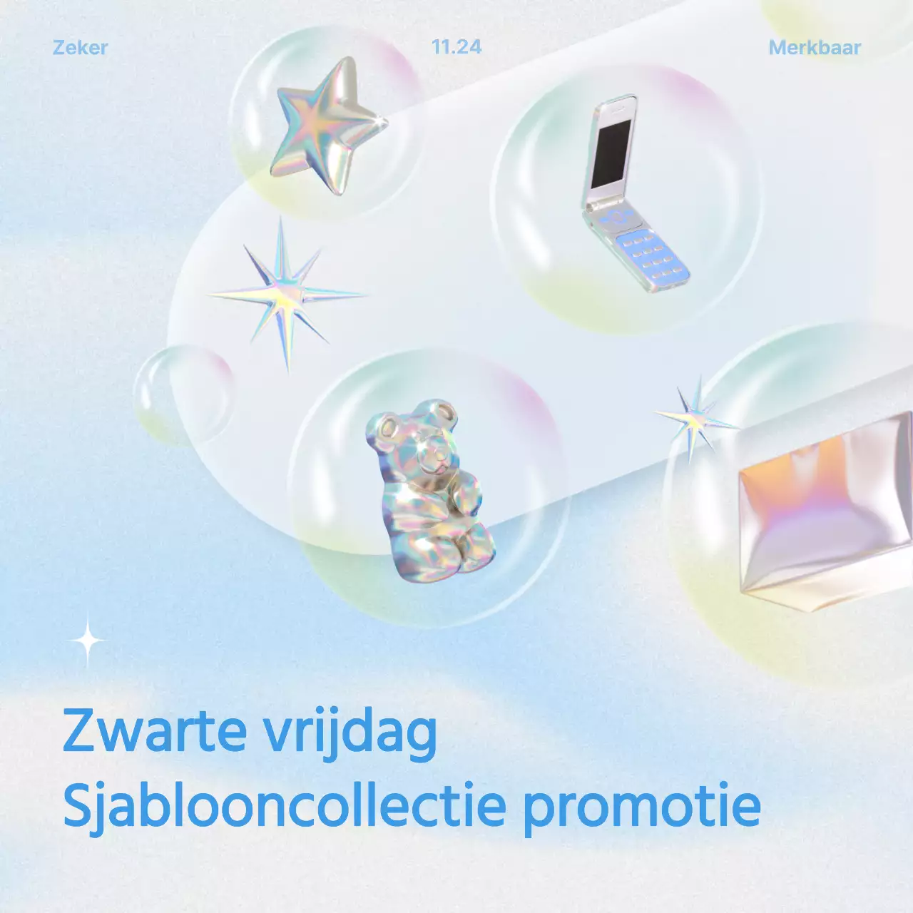 Black Friday-aankondigingen met een lichtblauwe, trendy uitstraling