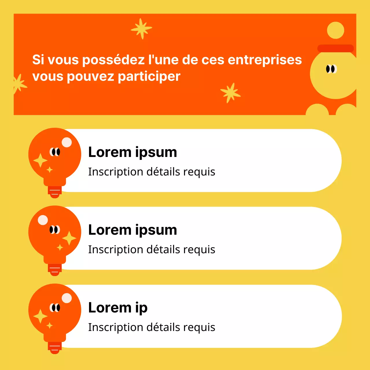 Promouvoir le recrutement d'entreprises aux couleurs jaune et rouge kitsch