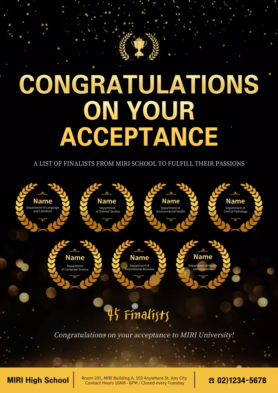 Black Elegant Acceptance Announcement Poster