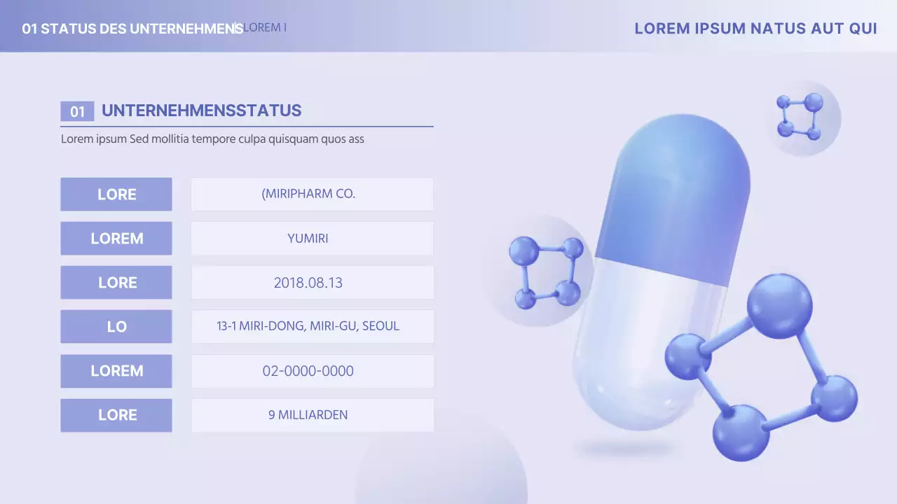 Yonboras minimalistisches medizinisch-pharmazeutisches Unternehmensprofil