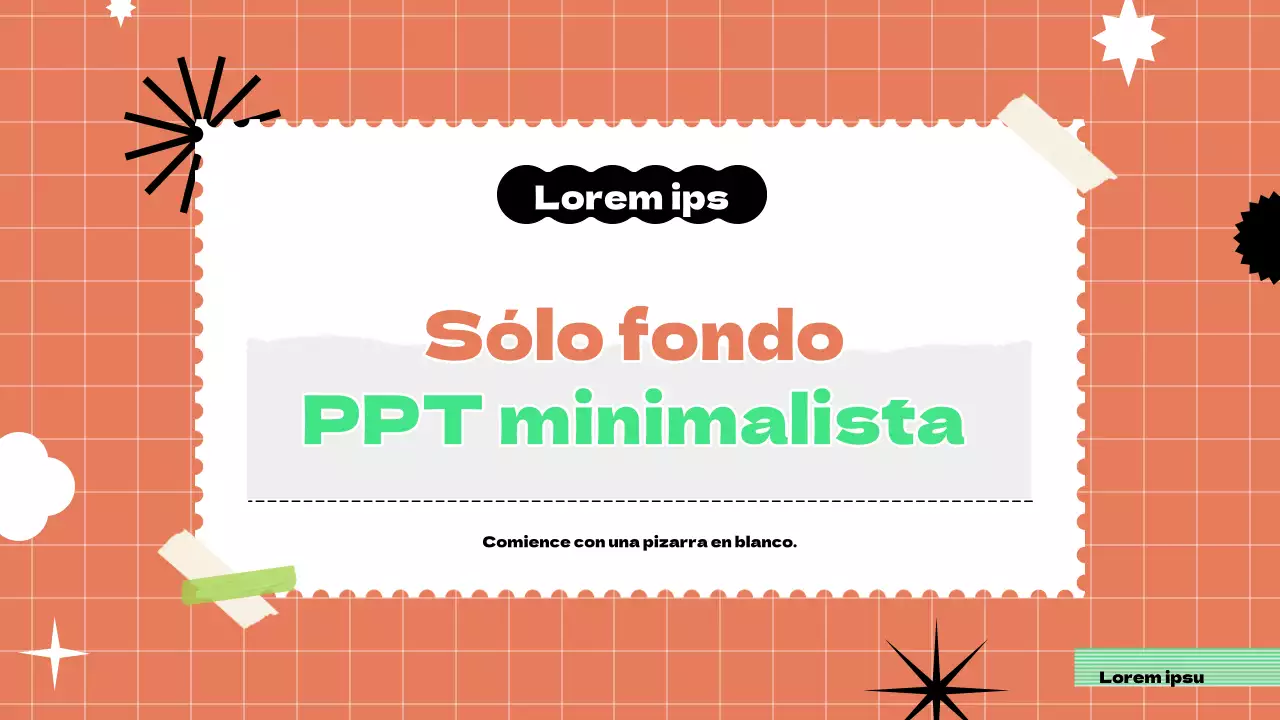 Presentación texturizada con toques de naranja y chartreuse