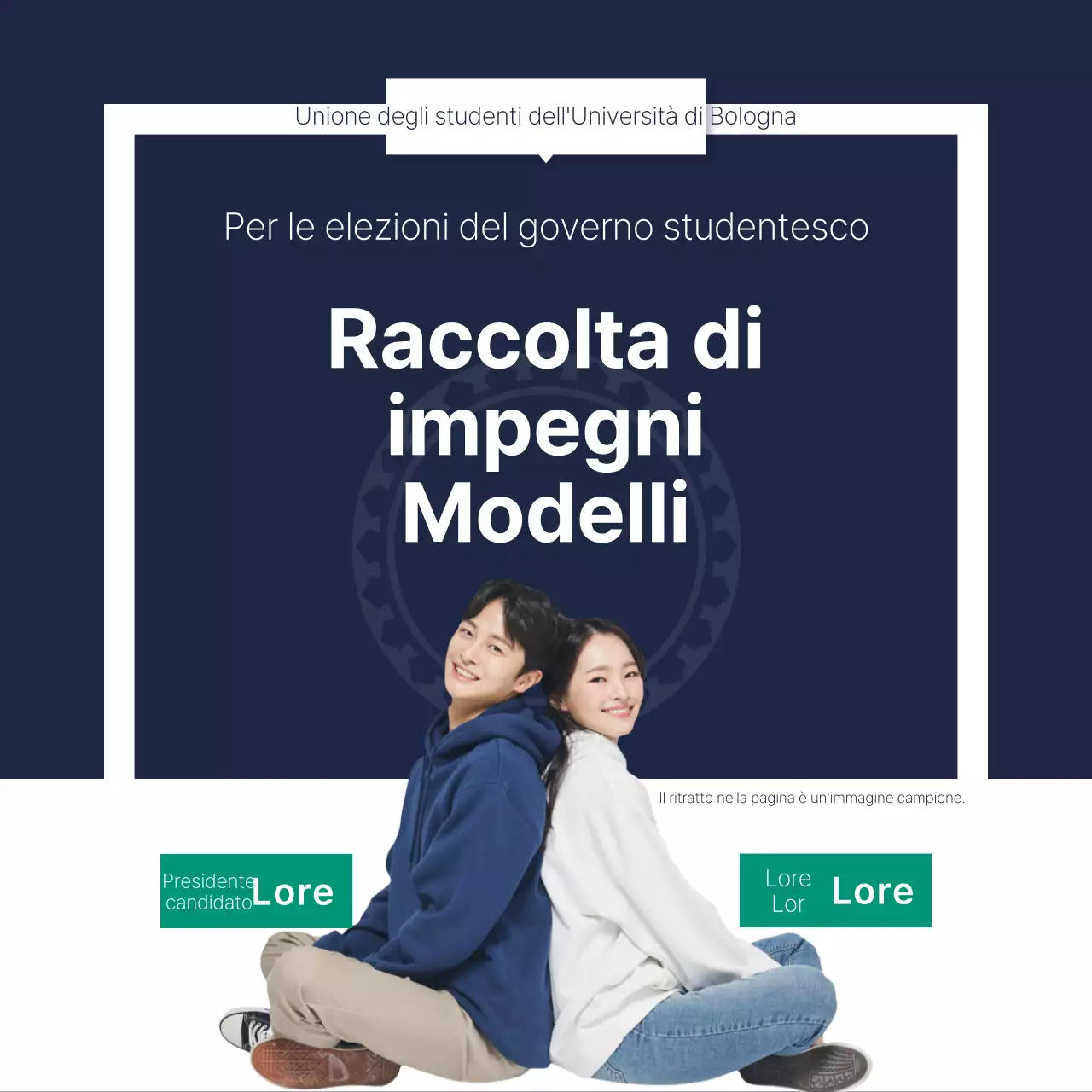 Un semplice libretto di promesse elettorali in blu e bianco.