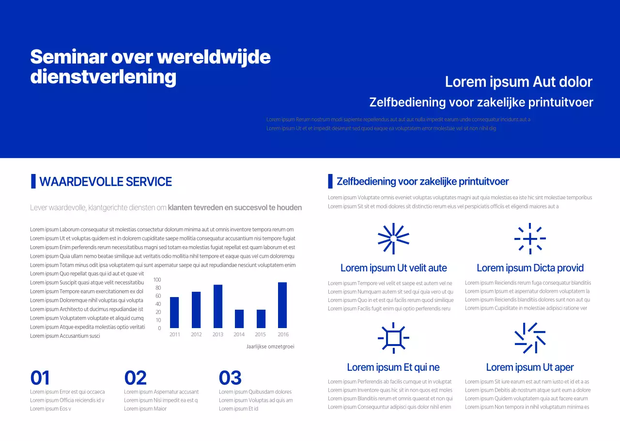 Introductie van een blauw getint, verfijnd bedrijfsseminar