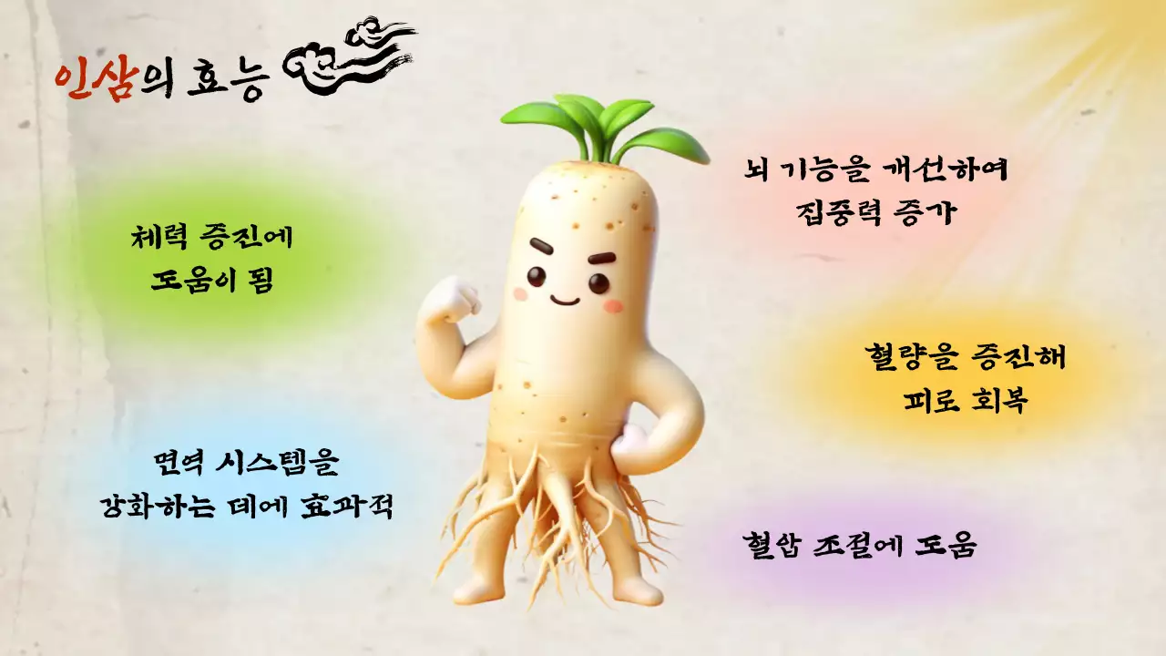 빨강과 베이지색의 전통적인 인삼축제 소개서