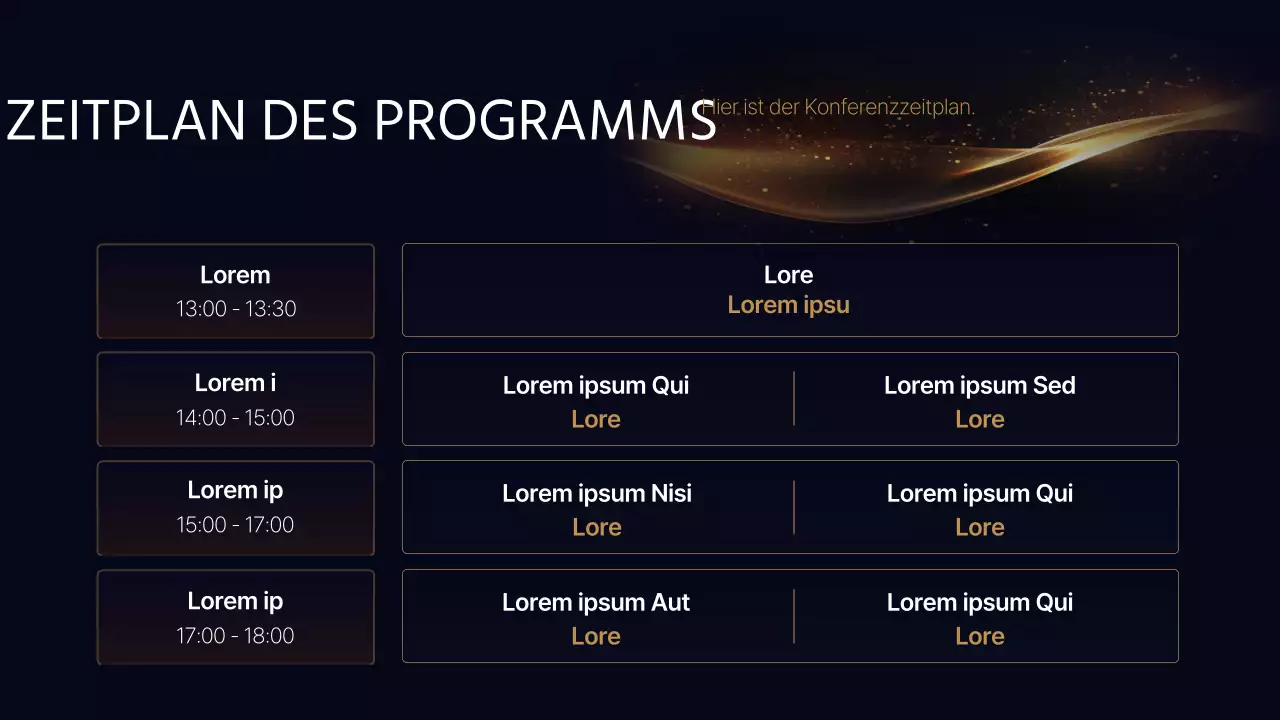 Eine luxuriöse Konferenzpräsentation in Marineblau und Gold