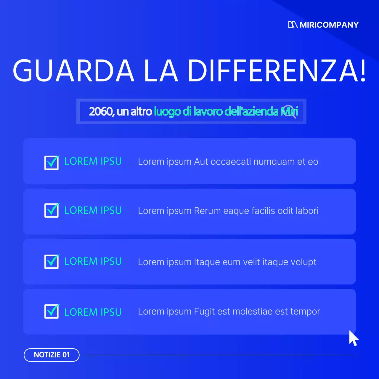 Una semplice newsletter aziendale in bianco e blu