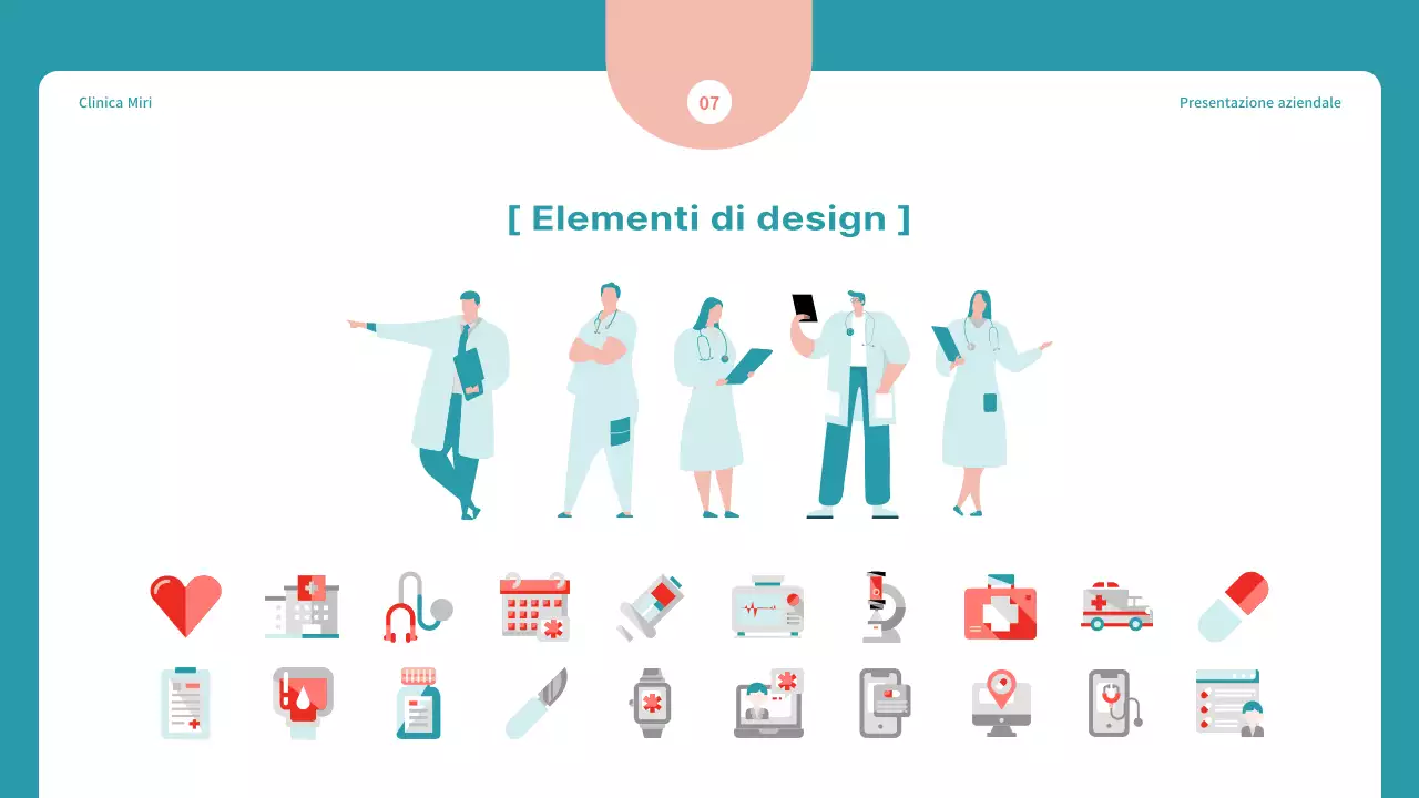 Semplice proposta di marketing ospedaliero in blu e rosso