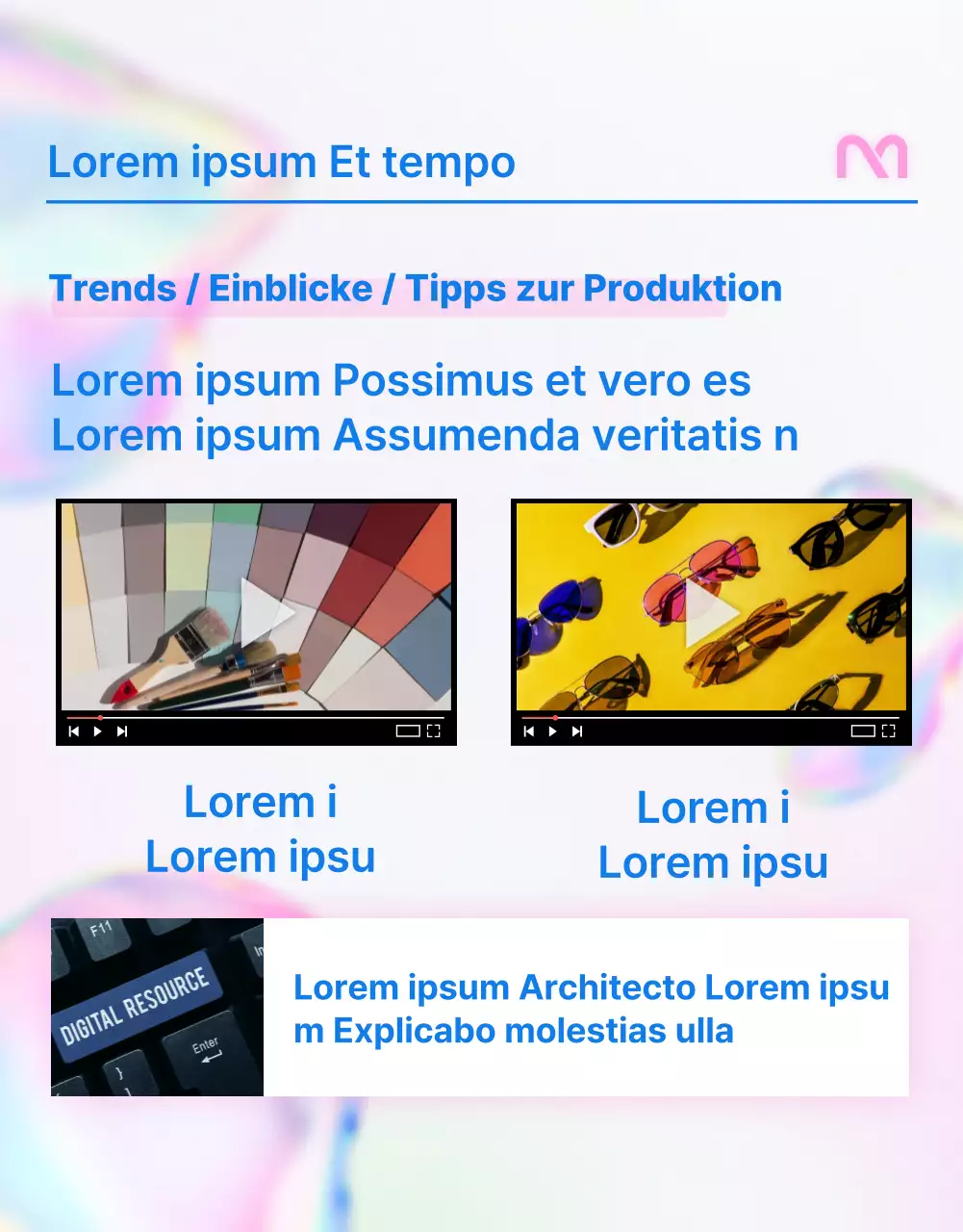 Einfache Stellenanzeige in Rosa und Blau