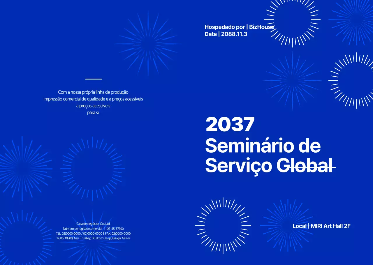 Apresentação de um seminário empresarial sofisticado em tons de azul