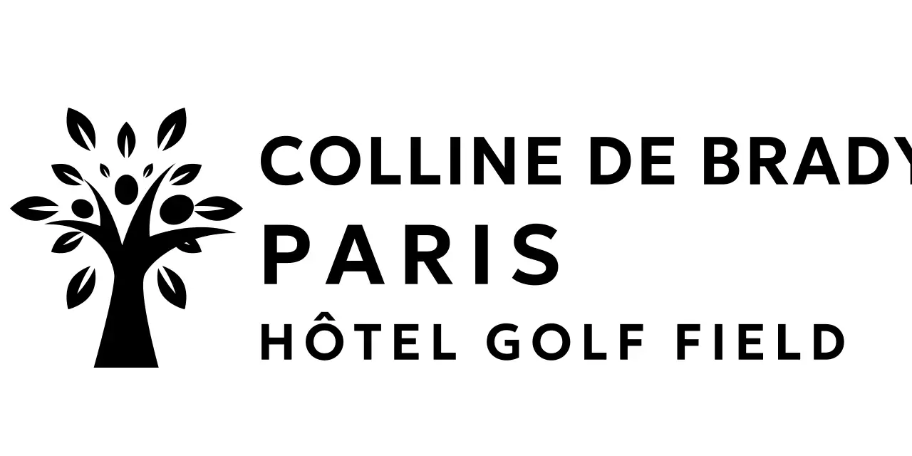 Logo de la marque d'un hôtel de golf avec illustration d'un arbre