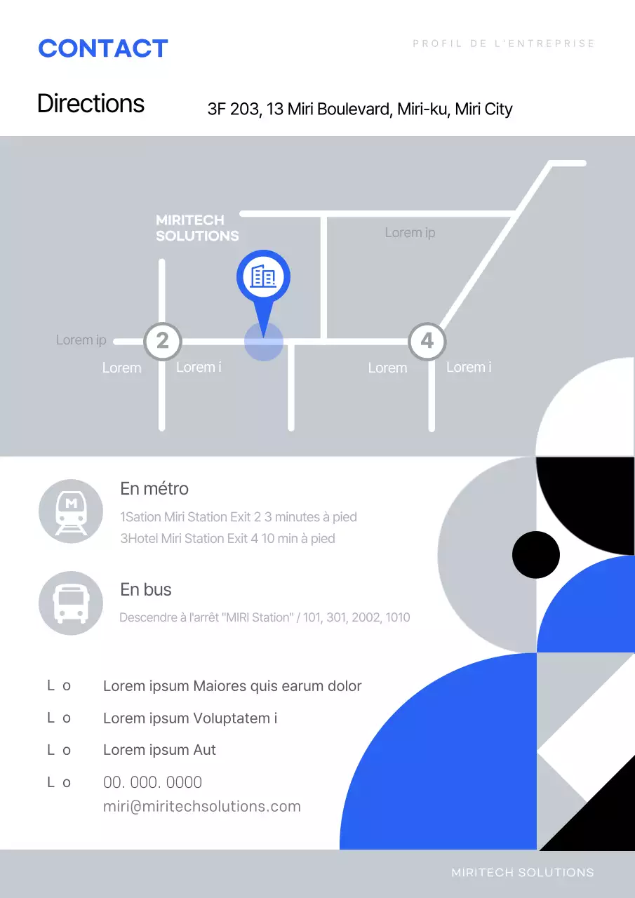 Lettre d'entreprise moderne en bleu et noir