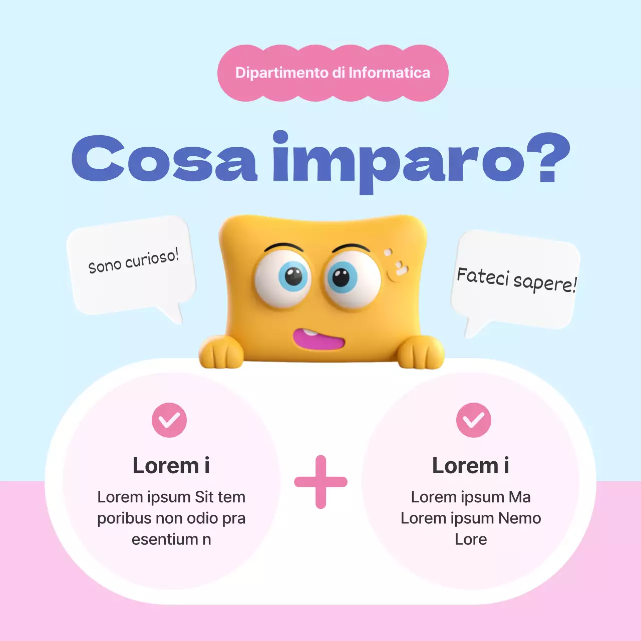 Una semplice combinazione di colori rosa e azzurro per introdurre il reparto.