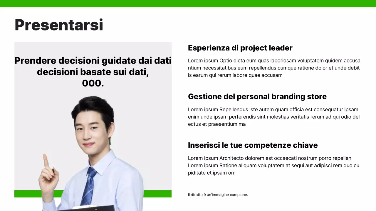 Un semplice portfolio di carriera in verde