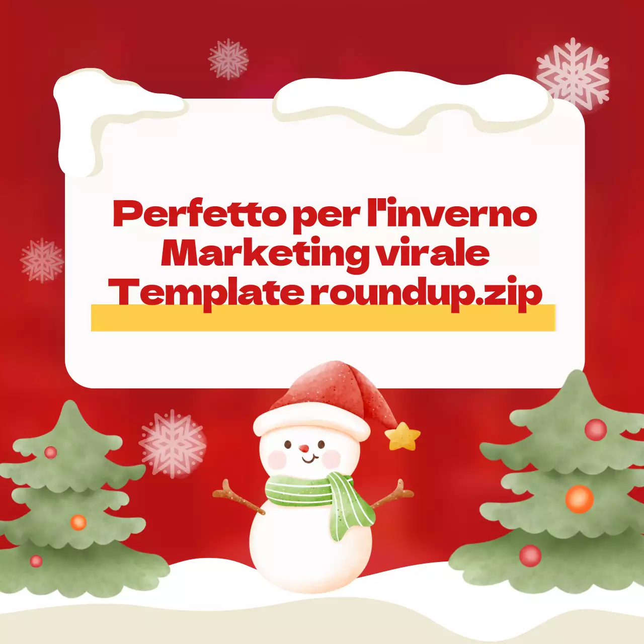 Rosso e giallo per un annuncio di marketing virale invernale in stile accogliente