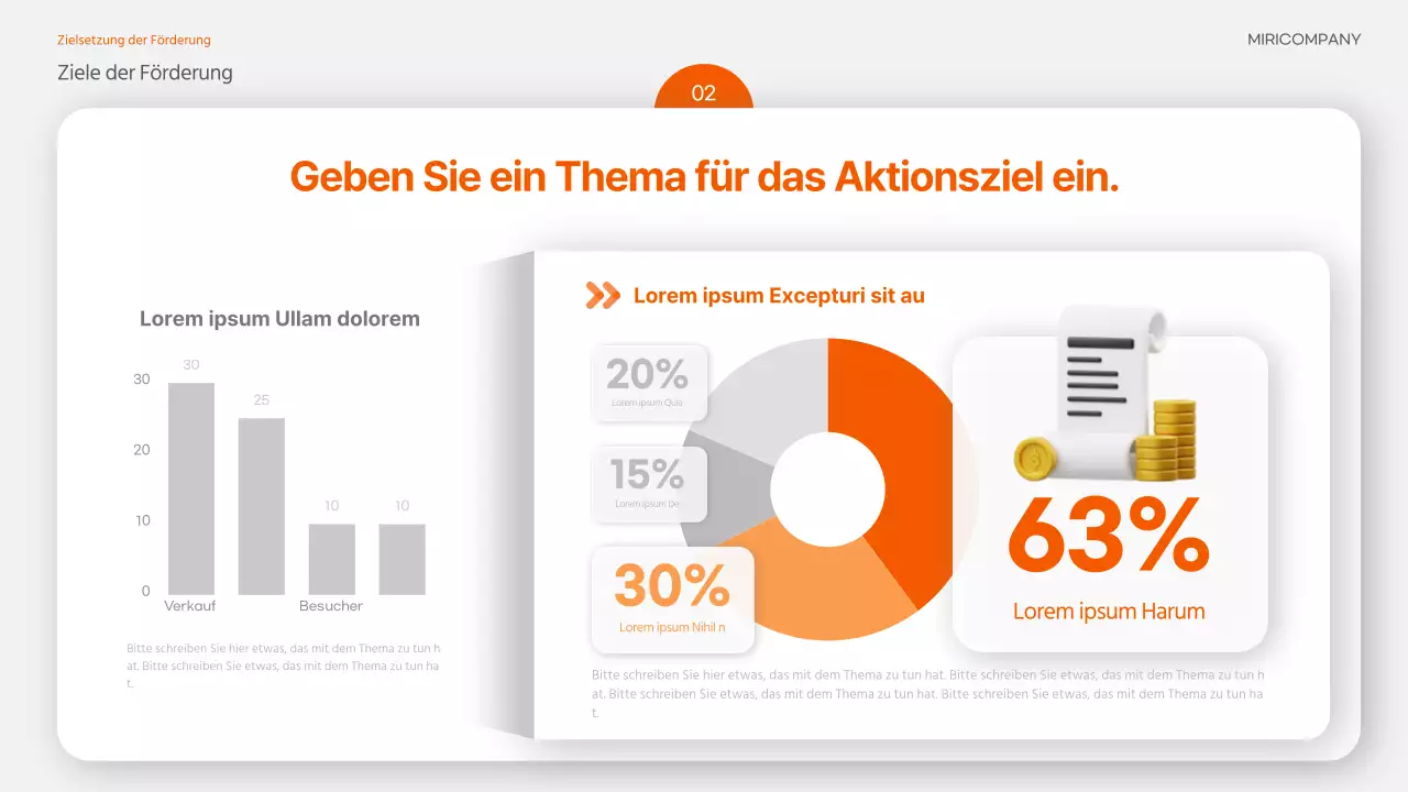 Eine trendige Werbebroschüre in Orange und Grau