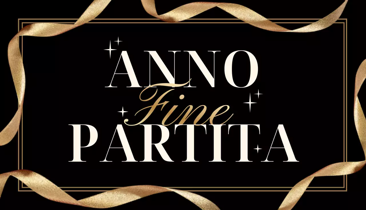 Lotteria per la festa di fine anno con accenti dorati su sfondo nero