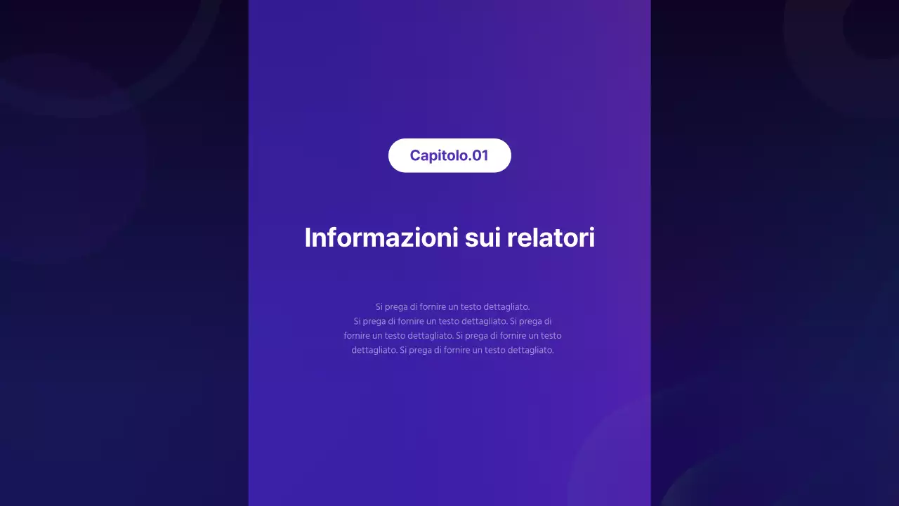 Semplice descrizione della conferenza per oratori con sfondo viola