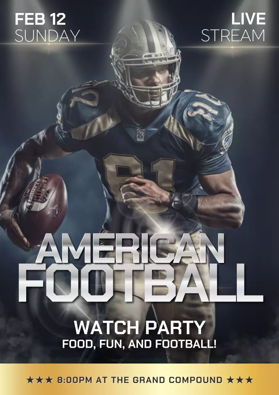 Grey Bold Football Event Poster