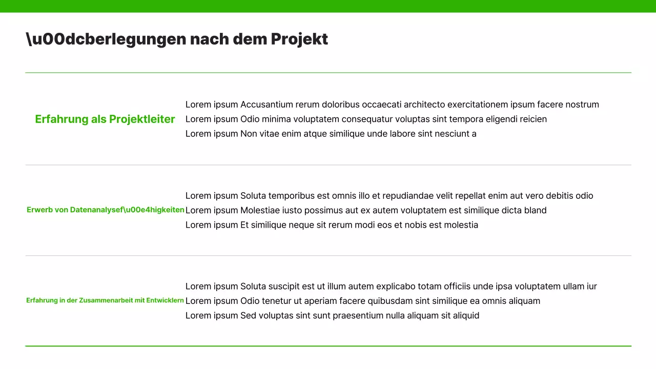 Ein einfaches Karriereportfolio in Grün