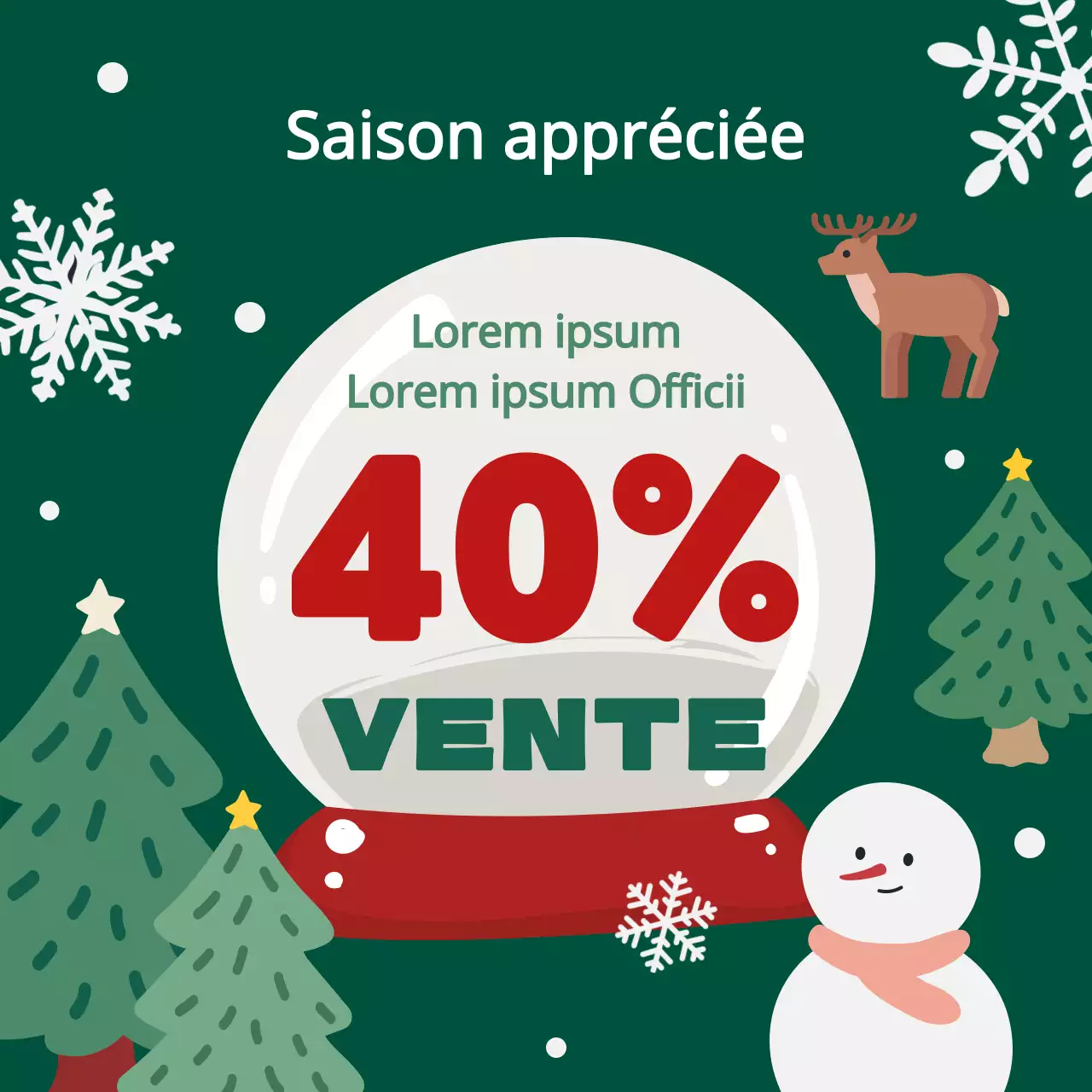 Une jolie publicité pour les soldes d'hiver en vert et rouge
