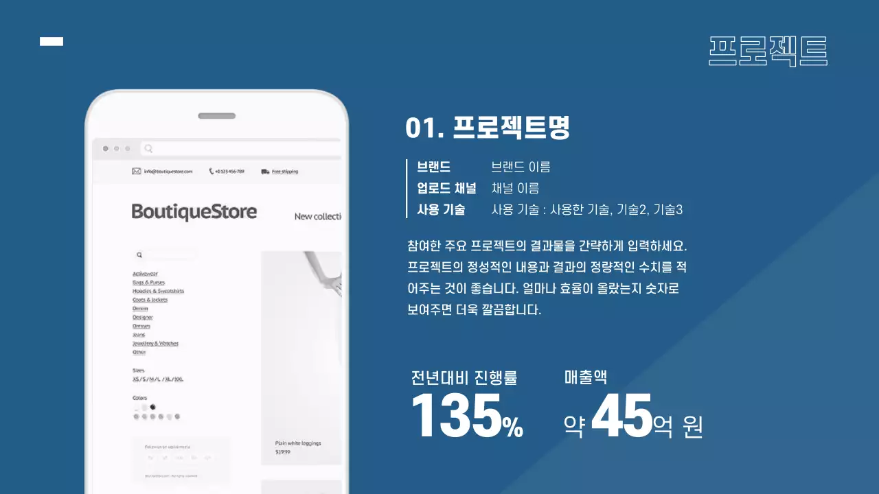 파랑과 흰색의 모던한 경력직 포트폴리오