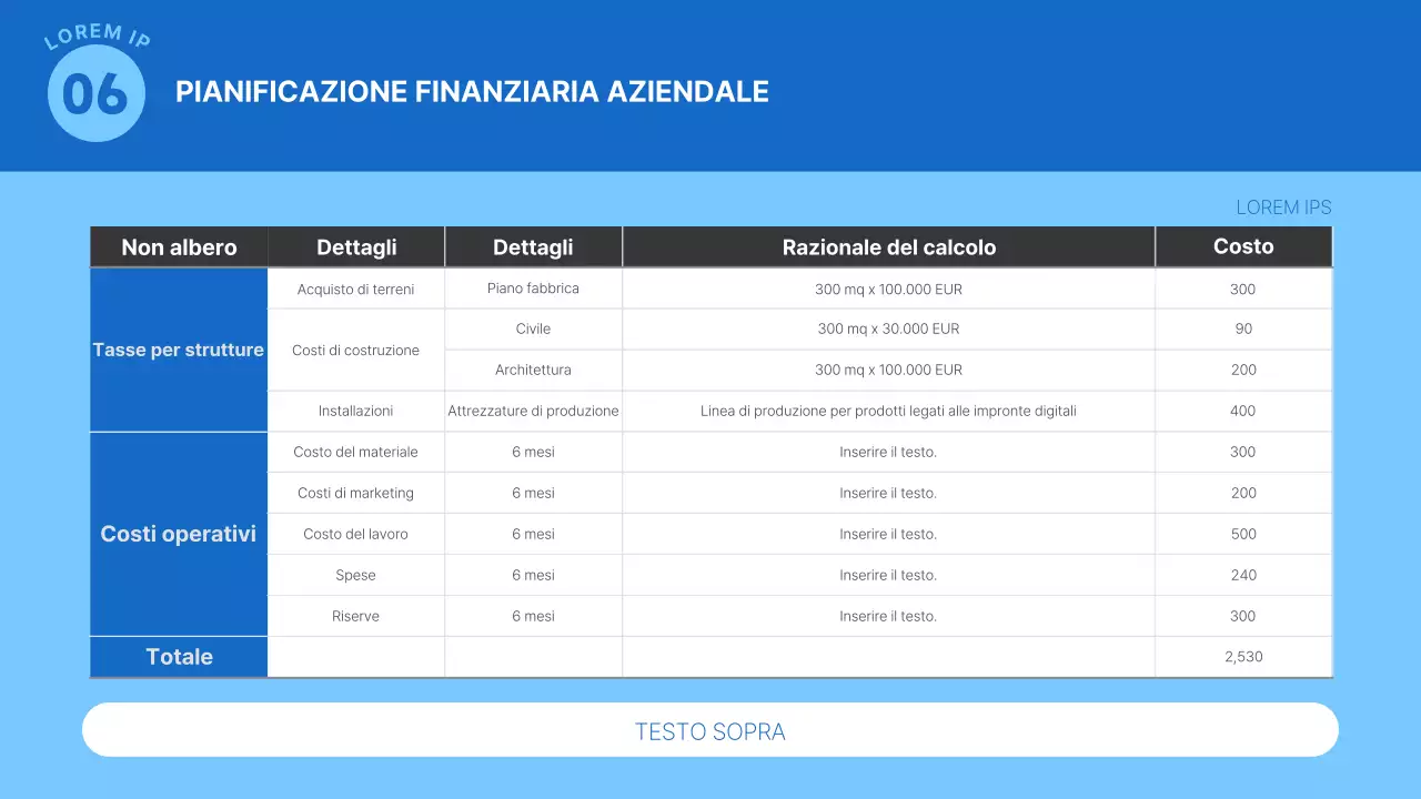 Un semplice business plan di logistica in blu