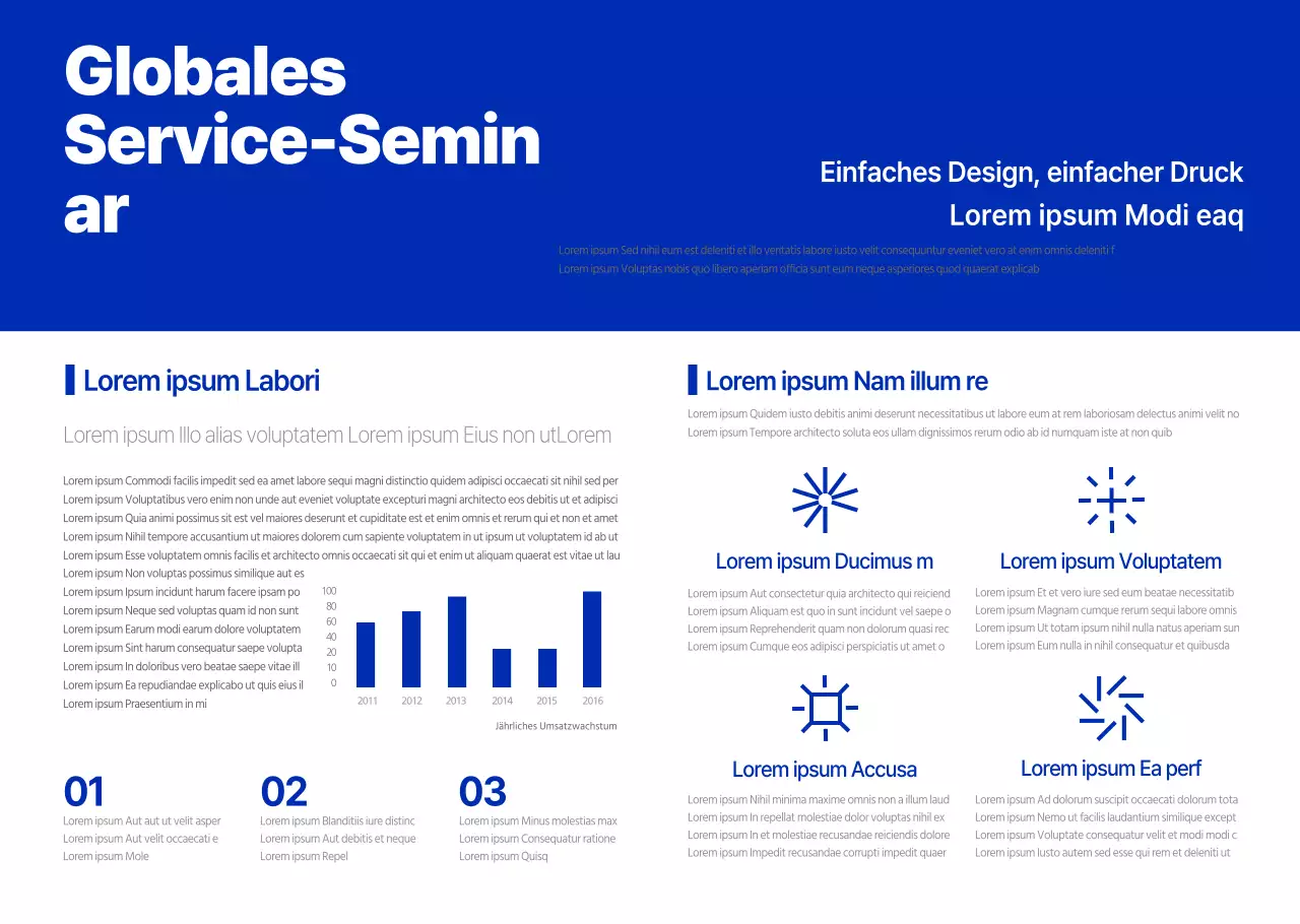 Einführung eines anspruchsvollen Firmenseminars in blauen Farbtönen