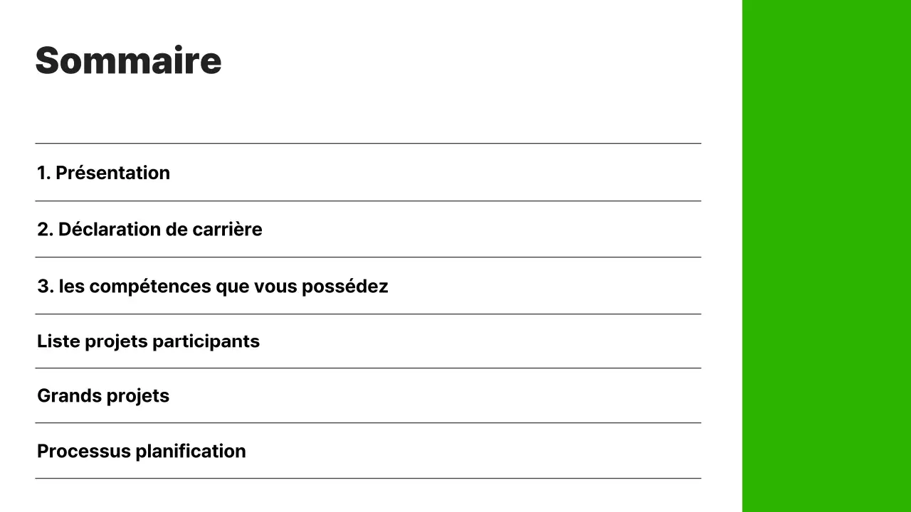 Un portefeuille de carrière simple en vert