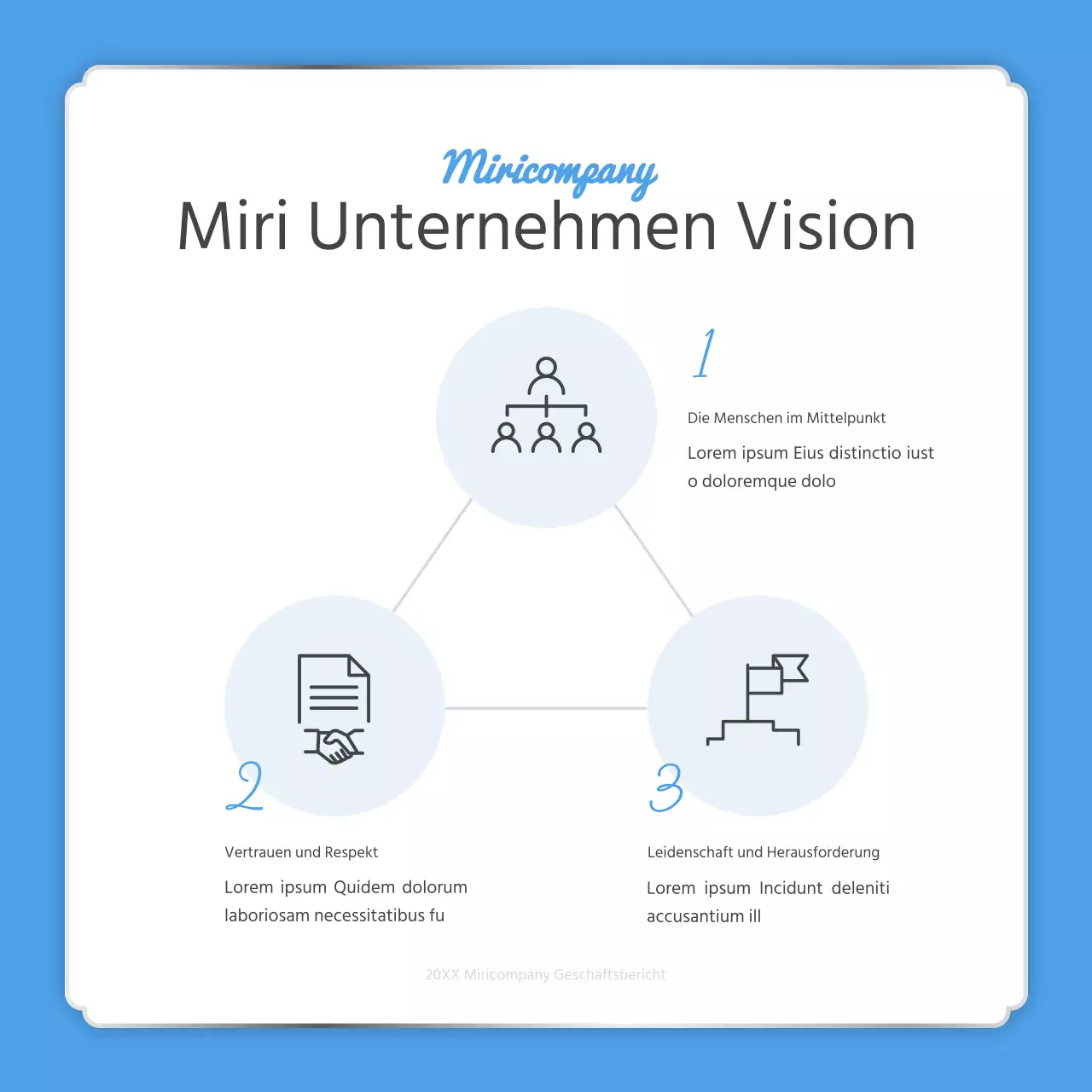 Ein einfacher Jahresendbericht in Hellblau und Weiß