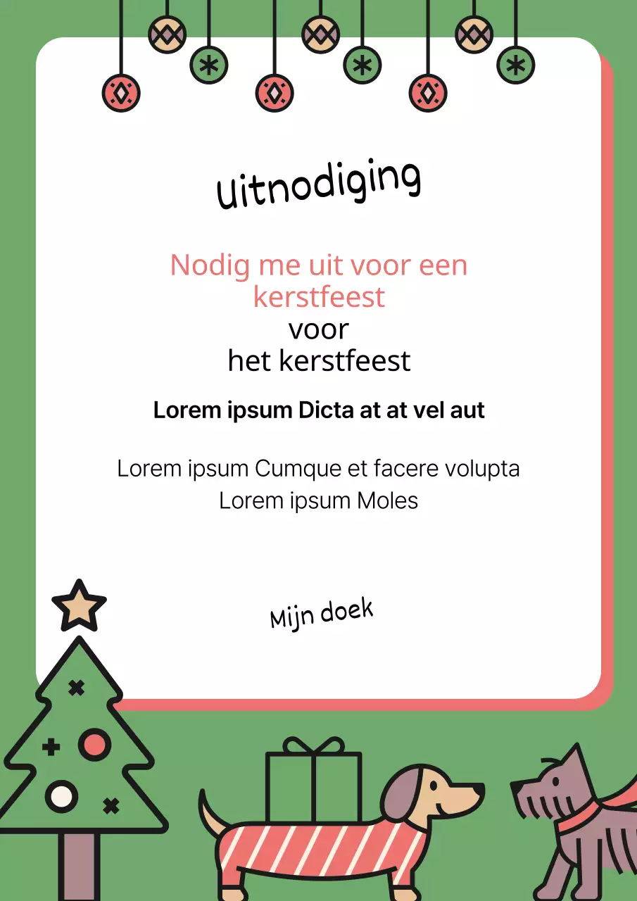 Schattige uitnodigingen voor kerstfeestjes in groen en rood