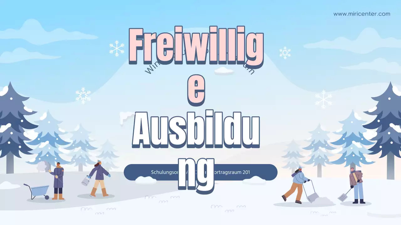 Hellblaue und weiße natürliche Winterpause Freiwilligenausbildung Leitfaden