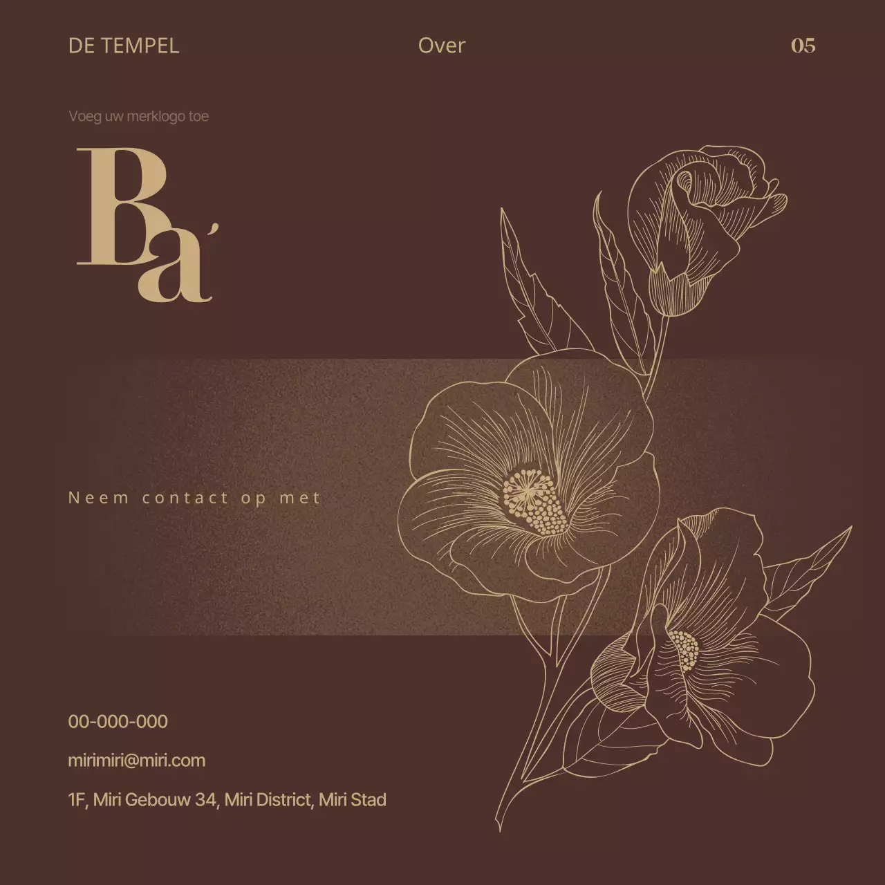 Een post van een luxemerk over bruin met gouden accenten