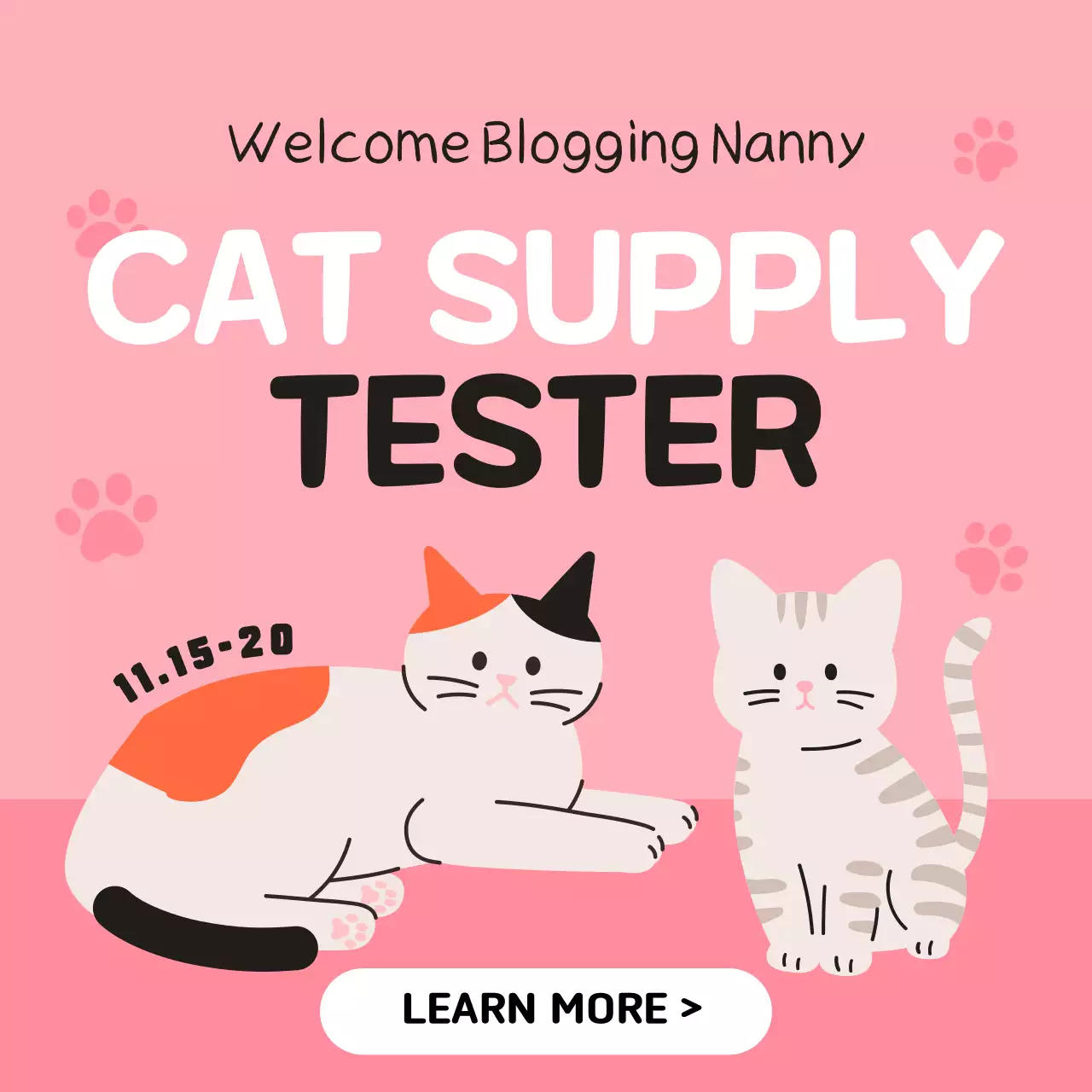 핑크 귀여운 고양이 프로모션 소셜 미디어 게시물