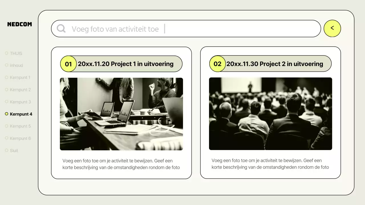 Een eenvoudig zakelijk rapport in kaki en neon