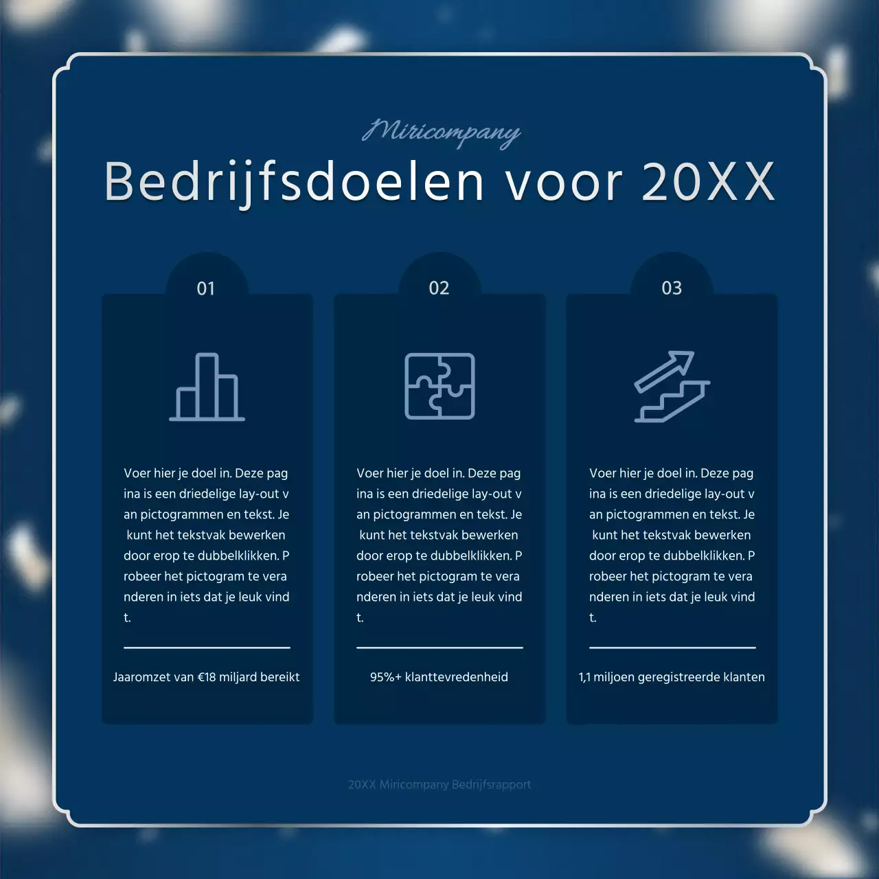 Een luxueuze eindrapportage in marineblauw en zilver