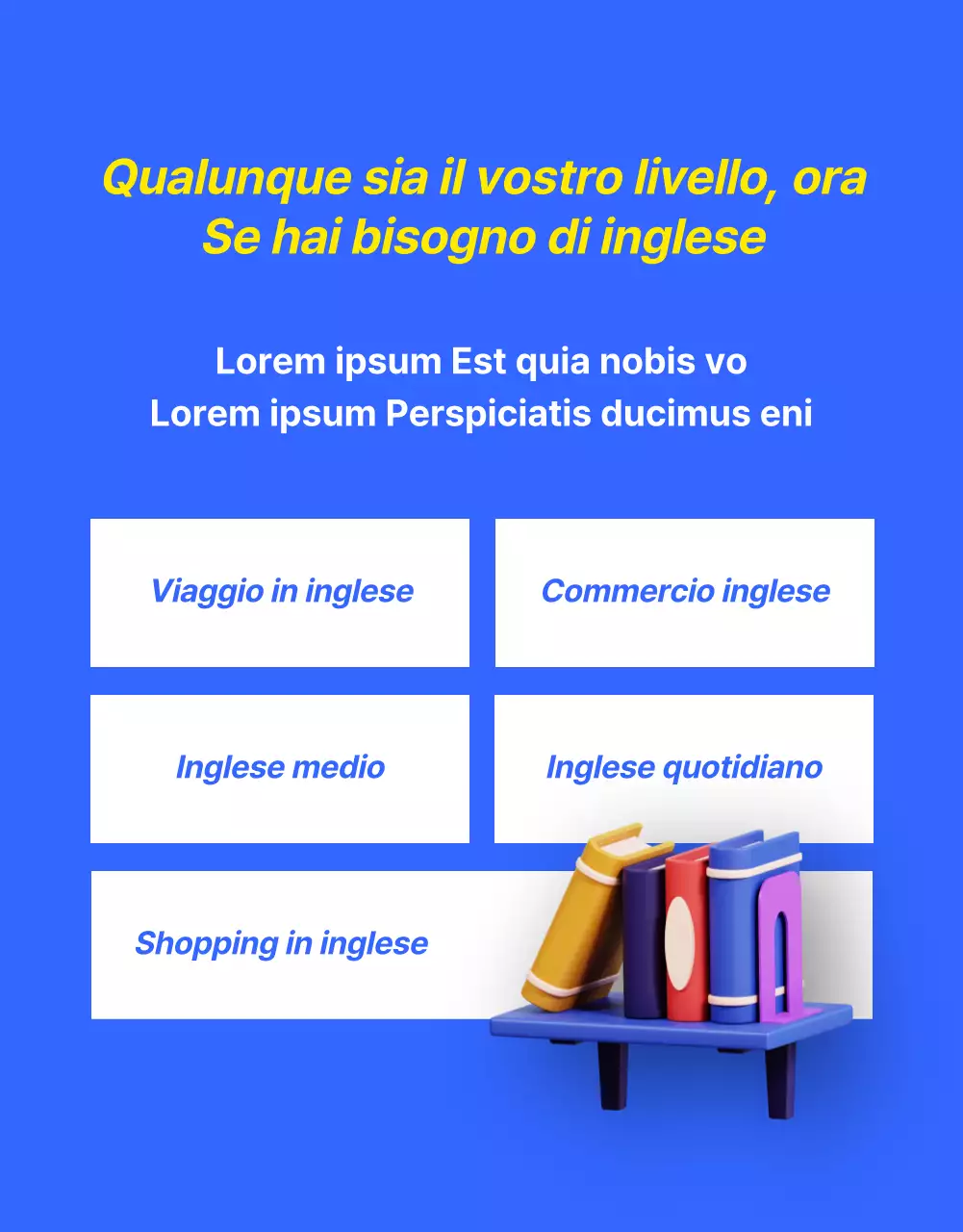 Promuovete un accordo per una lezione di inglese kitsch blu e giallo