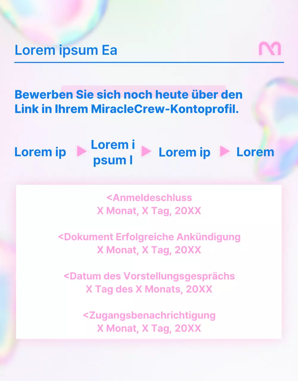 Einfache Stellenanzeige in Rosa und Blau