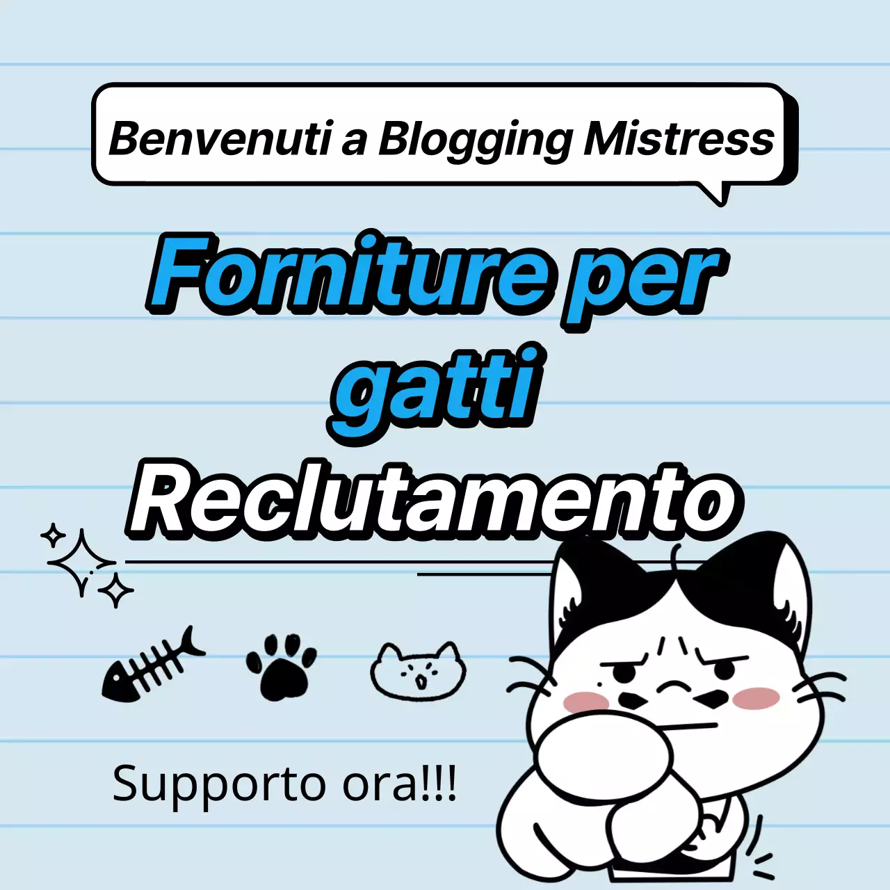 Promuovere una semplice lettiera per gatti bianca e azzurra