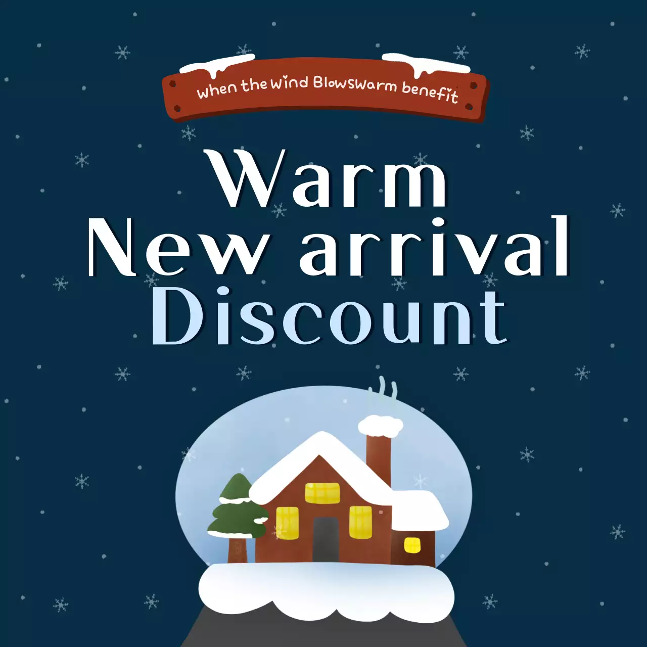 네이비 빈티지 겨울 프로모션 소셜 미디어 게시물