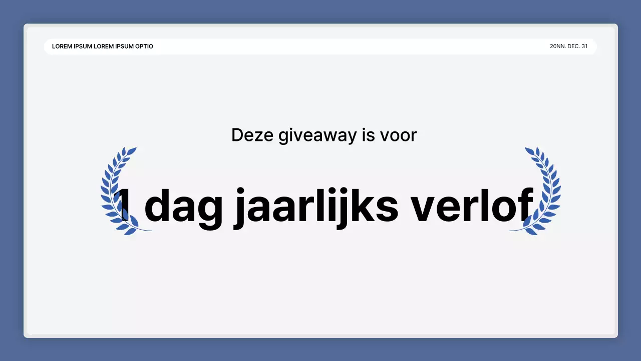 Een eenvoudige blauw-witte prestatiepresentatie en verslag van het eindejaarsevenement