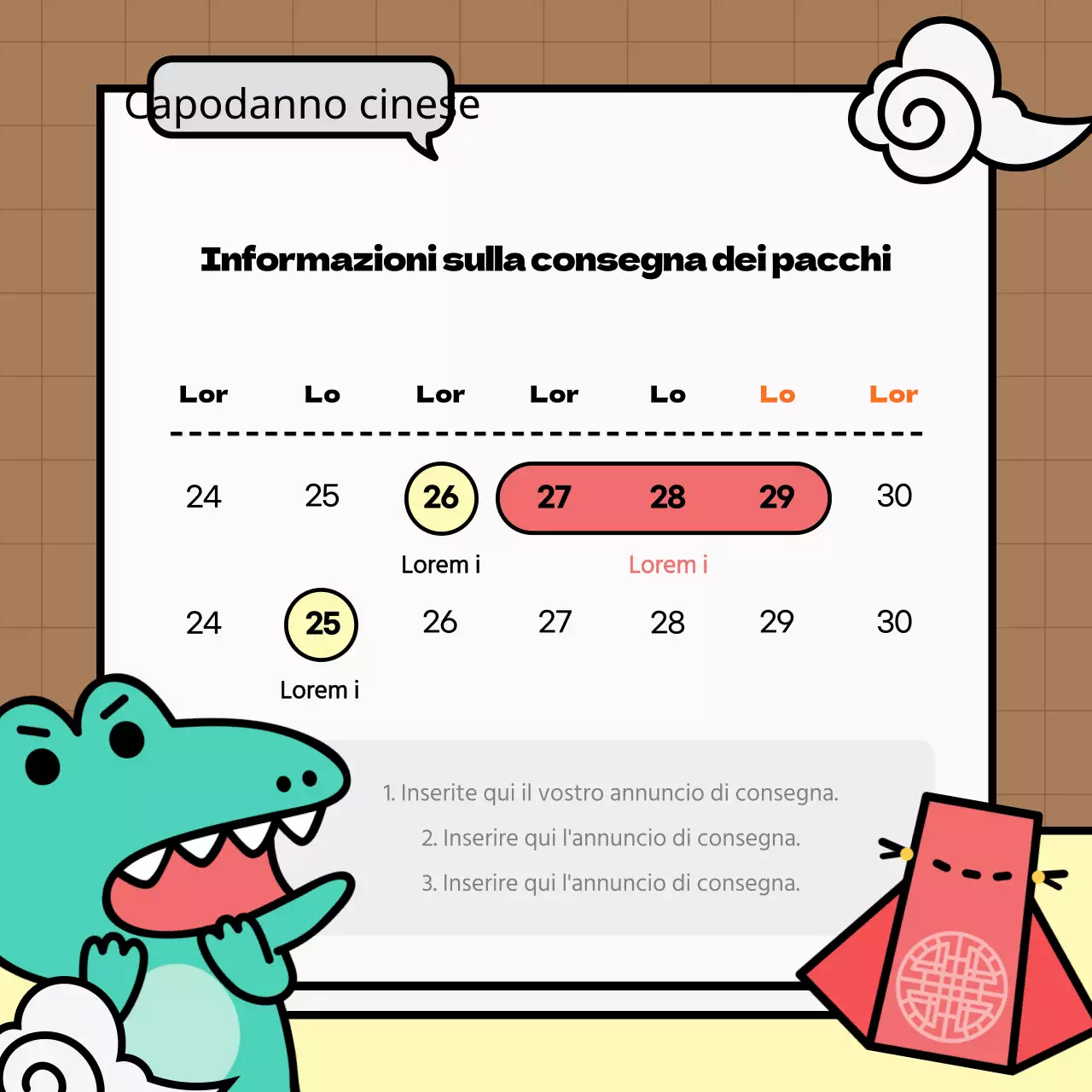 Annunci arancioni kitsch sui social media delle piccole imprese