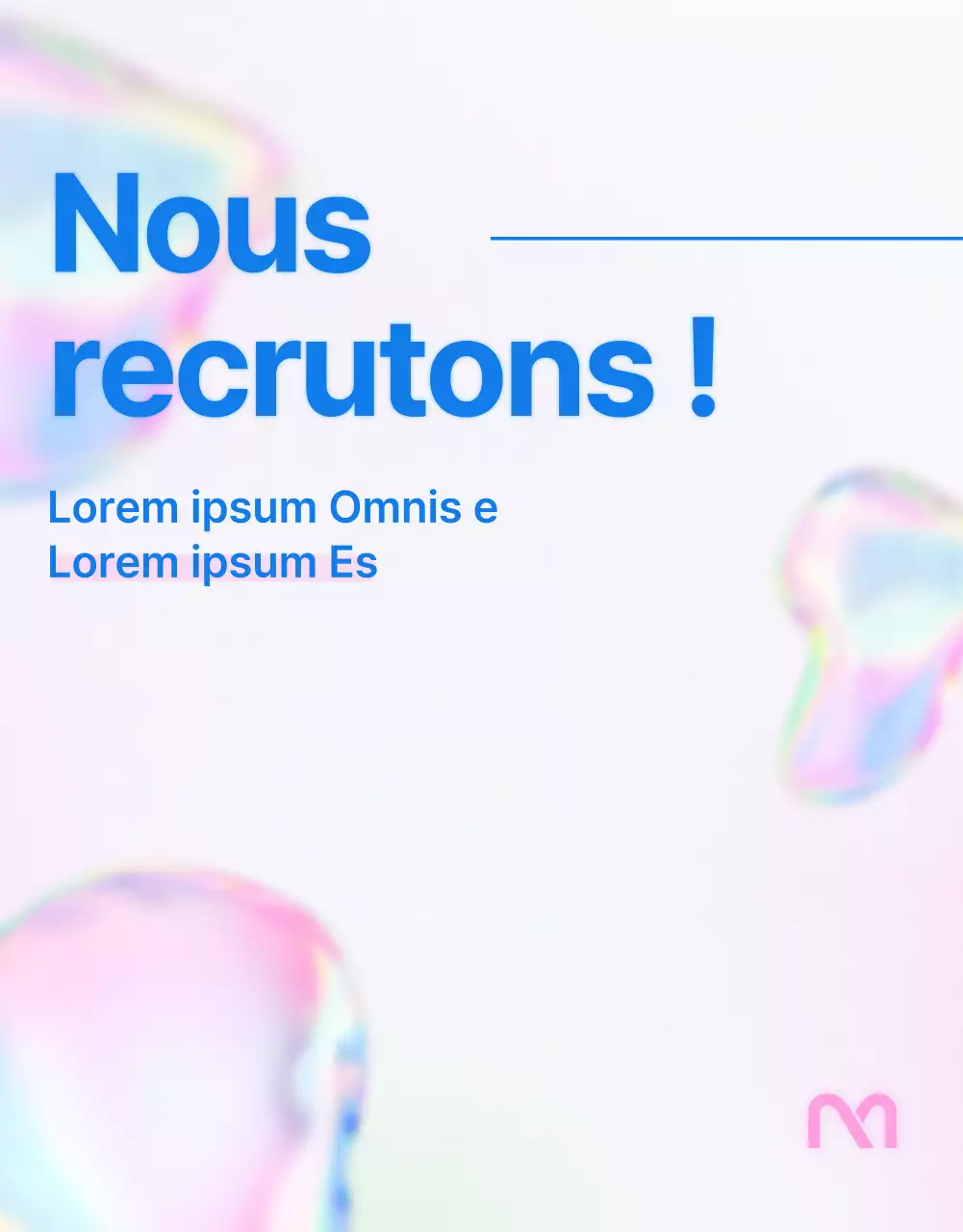 Offre d'emploi simple en rose et bleu