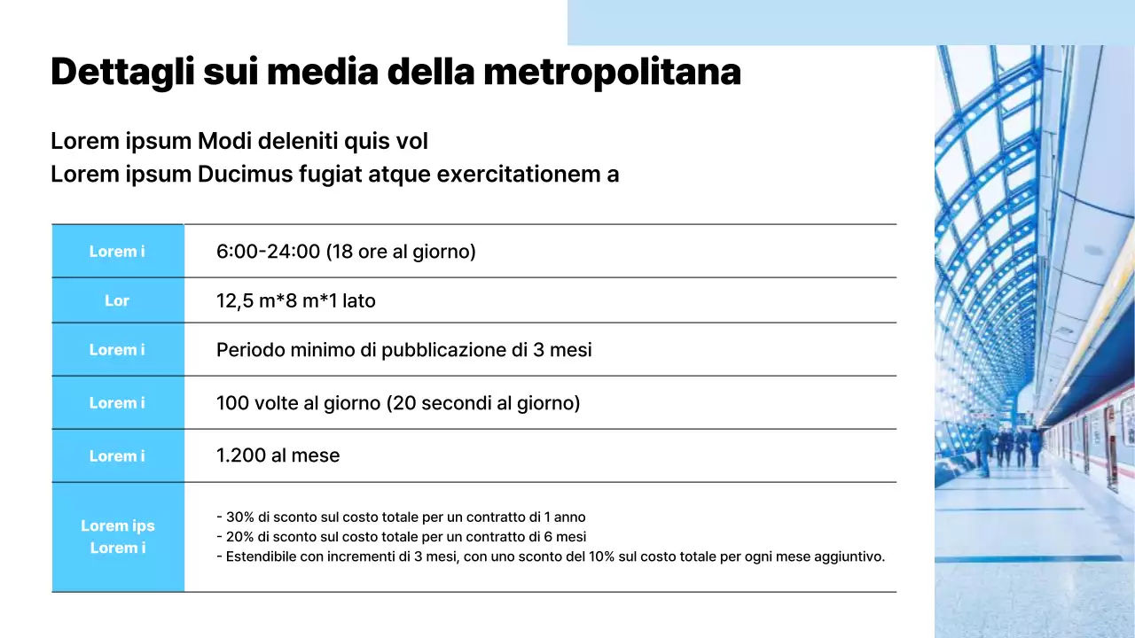 Proposta di media pubblicitari moderni in azzurro