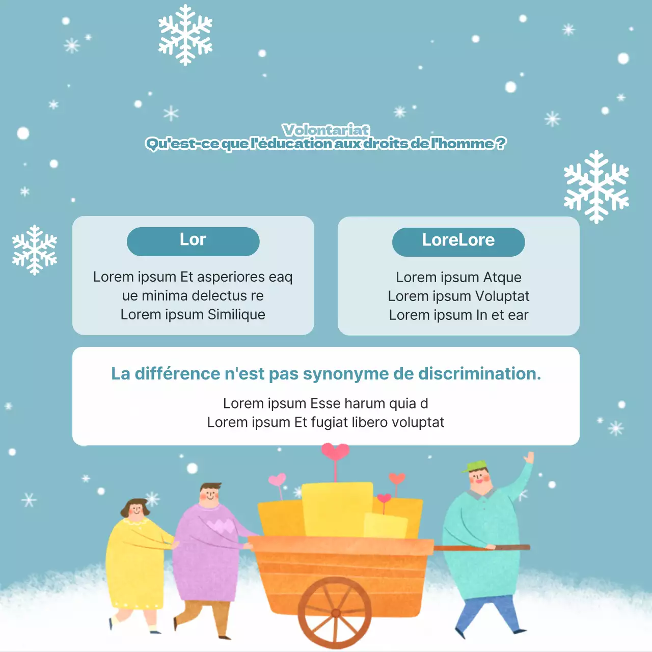 Faites la promotion de votre recrutement de volontaires pour l'hiver avec du jaune et du bleu clair.