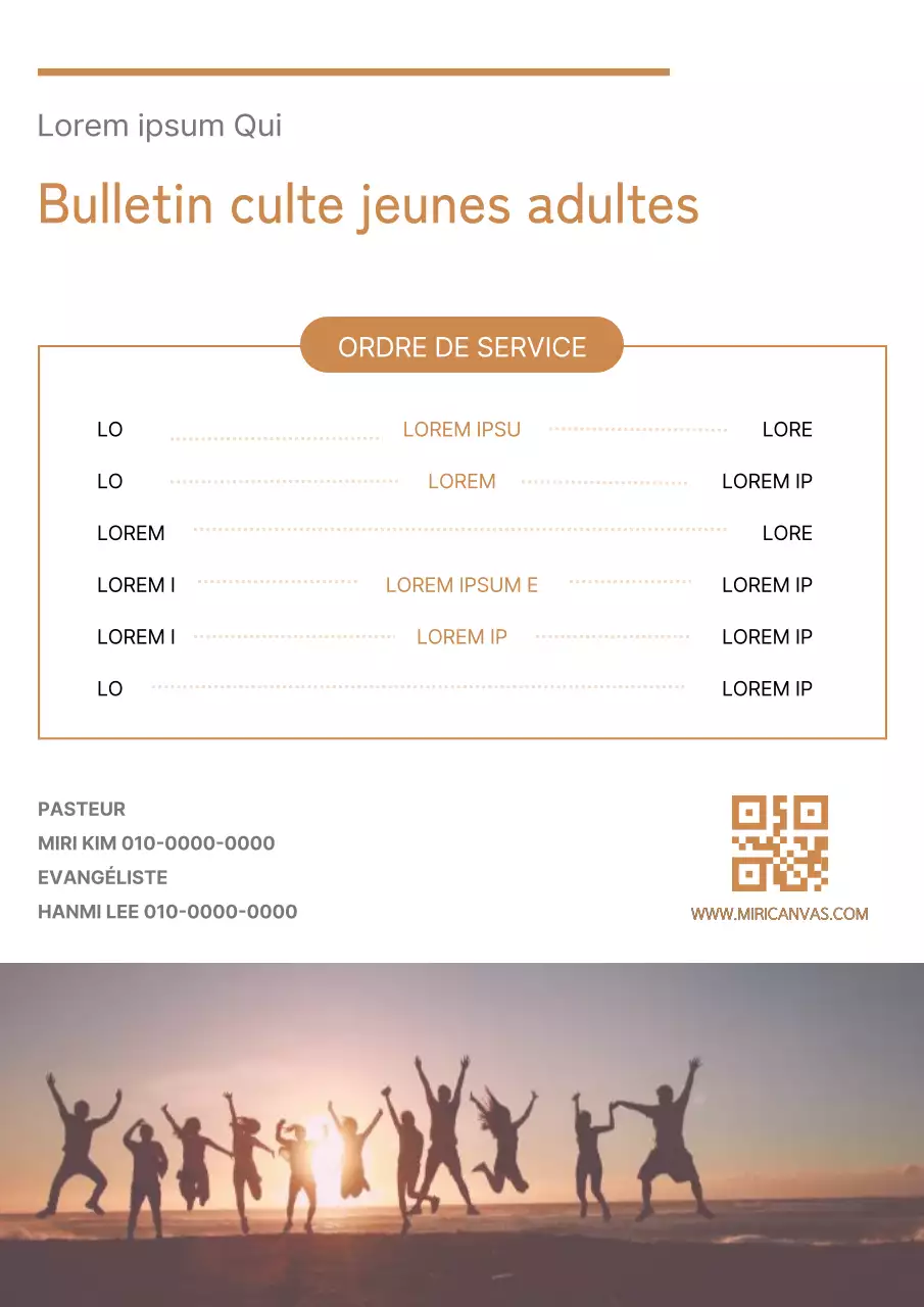 Guide moderne du bulletin de service du dimanche sur fond blanc